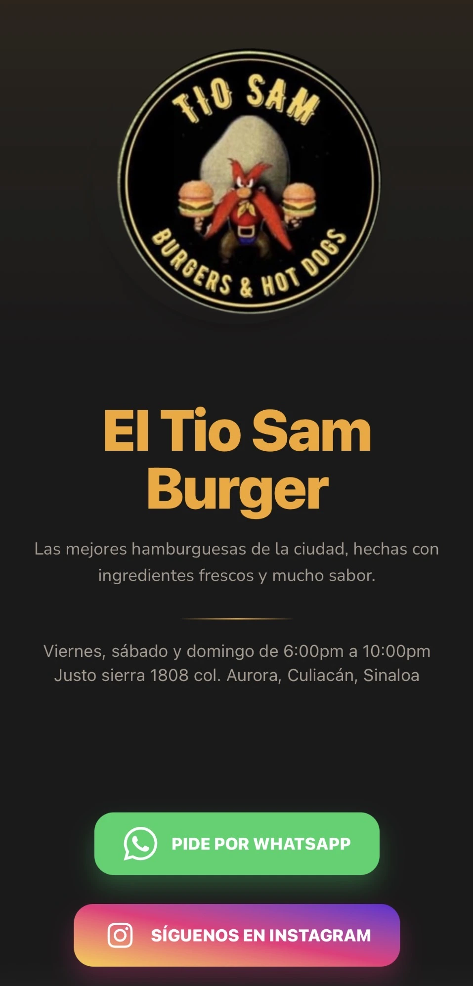 Vista del proyecto Tío Sam Burgers
